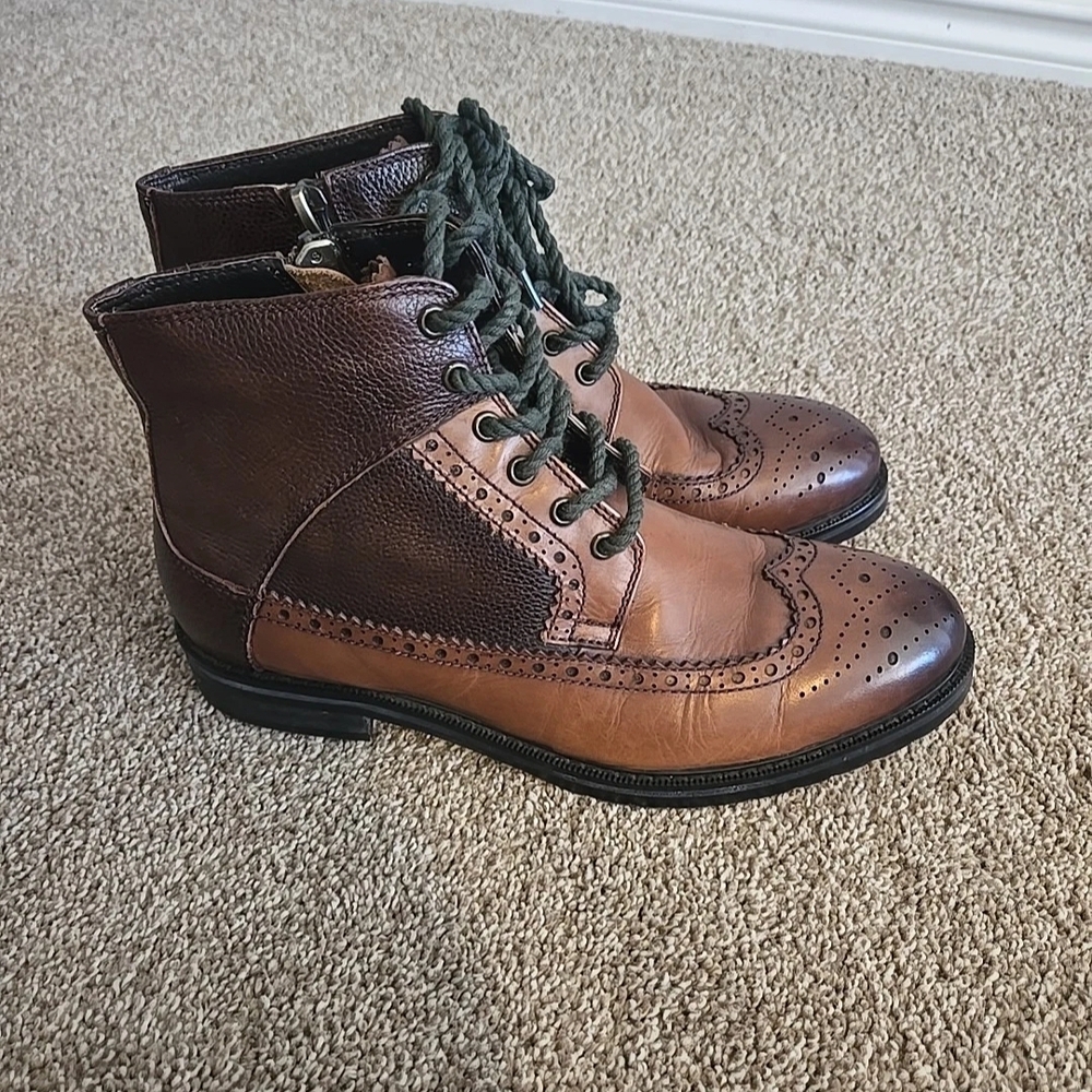 Vintage Foundry Co. Men's Two-Tone Brown Leather Boots Size 9.5
